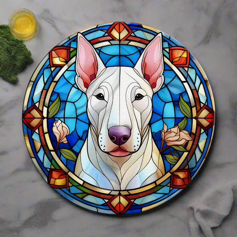 English Bull Terrier Glass Suncatcher Worktop Saver